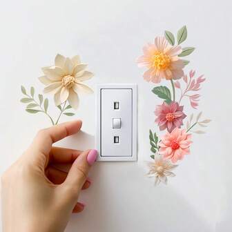 2D Floral Switch Stickers, Removable Self-Adhesive Wallpaper, Home Decor For Bedroom And Living Room Outlet Switch, Adding A Soft And Romantic Ambiance To The Space