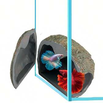 Magnetic Betta Fish Rock Cave Hideout, Detachable Resin Aquarium Cave Fish Tank Decoration, Magnetic Betta House & Shrimp/Cichlid Hide For Small Aquarium Landscapes