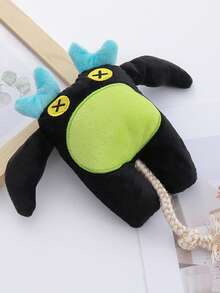 Juguete de Peluche de Animales Cartoon Divertidos para Mascotas, Juguete de Mordedura Interactivo con Nudo, Artículo de Juego para Perros con Varios Diseños - Negro - Ver 1