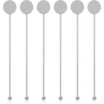 6 Pcs Swizzle Sticks Cocktail Stir Sticks Reusable 304 Stainless Steel Coffee Drink Stirrers Inch Silver