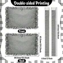 Euro Sham Pillow Covers - 2PCS European Plaid Ruffle Throw Pillow Sham For Sofa Couch, Black Bow Tie Gingham Buffalo Check Cushion Cover Decoration For Bed Bedroom Living Room (31.5\ X 24.2\),31.5inchx24.2inch(Packof2),Black - 黑色 - 查看 3