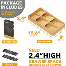WSXC Bamboo Silverware Drawer Organizer With Labels Kitchen Utensil Tray Holder Organizer For Flatware Cutlery Spoon And Knives Drawer Storage Organization Natural 6 Slots - Natural - View 4