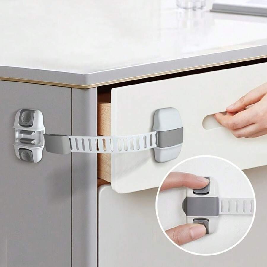 1PC 20cm/7.9inch Lock With Anti-Clamp Cabinet & Refrigerator Drawer Locks - Multicolor - View 1