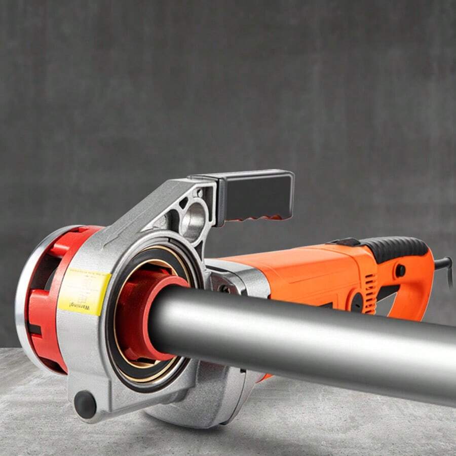 Enhebrador de tubos eléctrico, máquina de roscado de tubos de 2300 W con 6 troqueles de 1/2"-2", máquina de roscado de tubos de mano de 110 V con motor de cobre, kit de roscado de tubos eléctrico portátil con estuche de transporte - Naranja - Ver 1