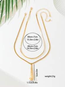 2pcs Minimalist Water Drop Pendant Necklace Set For Women, Layered Wear