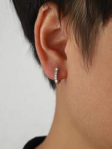 1 Đôi bông tai đinh tán bằng đồng đính đá Cubic Zirconia thời trang, unisex, phù hợp cho phong cách đường phố, tiệc tùng, mặc hàng ngày, quà tặng Giáng sinh, Năm mới, Ngày Valentine, Lễ Phục sinh. - Nhiều màu - Xem 3