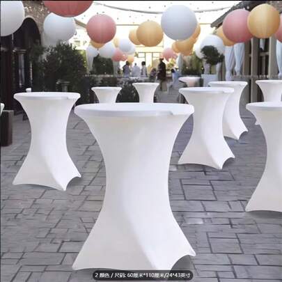 1 Bộ Khăn Trải Bàn Tròn Dùng Cho Bàn Cocktail - Khăn trải bàn bằng polyester co giãn, thích hợp cho quầy bar và ghế đẩu, có thể giặt máy, chống nhăn, phù hợp cho các bữa tiệc, ngày lễ và họp mặt gia đình.