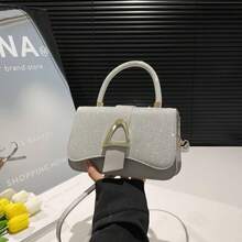 Bolso bandolera con purpurina para mujer, elegante y moderno, con correa ajustable para uso diario y viajes. - Plateado - Ver 1