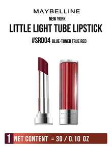 Maybelline LITTLE LIGHT TUBE LIPSTICK #SRD04 Blue-Toned True Red 3G/0.10OZ, LUSTROUS GLOW BRIGHTENS COMPLEXION, RICH COLOR SHINY GLOW HYDRATING GLASSY PLUMP LIPS, 8H Non-DryNESing &Wrink 3-Step Easy Application for Natural Sweet Vibes Daily Makeup & Plump 3D Lips - 美寶蓮縱情耀唇膏 SRD04 - 查看 11