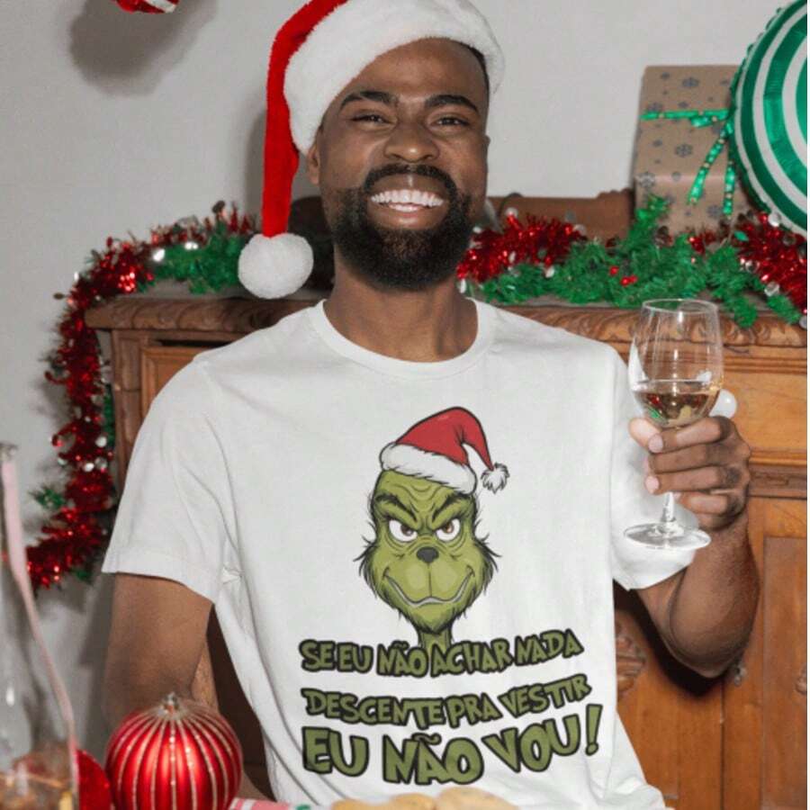 T-Shirt Adulto UNISSEX - Feliz Natal - Branco - Visão 1