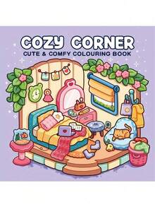 1本COZY CORNER可可主题涂色书，适合成人和儿童，图案大胆易用，简约大图设计，令人放松。可用作圣诞节、万圣节、生日、儿童节礼物，学生用品，返校用品，学校用品。[手绘必备] 无需描摹的涂色书 - 彩色 - 查看 2