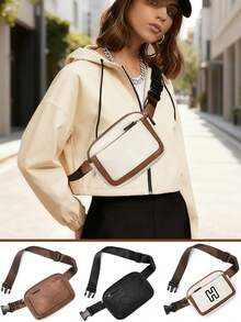 1pc PU Leather Fashion Casual Women Chest Bag, Adjustable Multi-Layer Crossbody Bag, Suitable For Women Commuting And Vacation/Sports - Multicolor - View 2