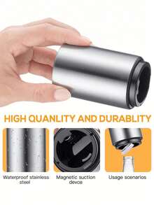 不锈钢自动啤酒瓶起子，磁力按压式瓶盖起子，适用于家庭、露营、酒店、餐厅、酒吧和派对，易于开启，便携耐用，男女皆宜的啤酒瓶起子礼品