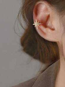 1 chiếc khuyên tai hình sao bát giác bằng đồng Zirconia, khuyên tai kẹp hình sao, thích hợp đeo hàng ngày, dự tiệc và hẹn hò - Nhiều màu - Xem 10