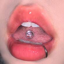 Shell Laser Coated Tongue Studs External Thread Titanium Steel Tongue Studs Spicy Sweet Punk Personality Piercing Jewelry New Model - Hồng - Xem 13