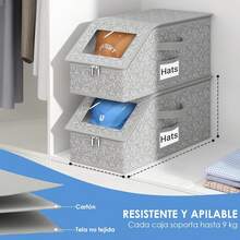 2PCS Organizador Gorras, Caja para Gorras Béisbol Plegable Guardar Hasta Max 24 Caps, Guarda Gorra para Clóset, Coleccionistas, Amantes Del Estilo - 1 - Ver 3