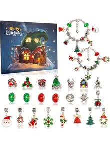 2025 Christmas Advent Calendar Bracelet Set, 24-Day Christmas Countdown Calendar, DIY Jewelry Making Kit, Includes 22 Beads To Make 2 Bracelets, Ideal For Christmas, New Year, Birthday Gifts. Home Decor, Christmas Decoration, Room Decor, Winter Christmas Decor, Home Christmas Gift, Christmas Decoration - Multicolor - View 2