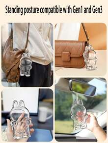 1-2pcs Compatible Labubuo Transparent Protective Case, Fits Series 1, Series 3 Standing, Series 2 Sitting, Cola Standing And Cola Sitting (17cm And Below), Mini 4.0. 2025 PS High Transparency Material Protective Case/With Anti-Theft Silicone Strap - Clear - View 5