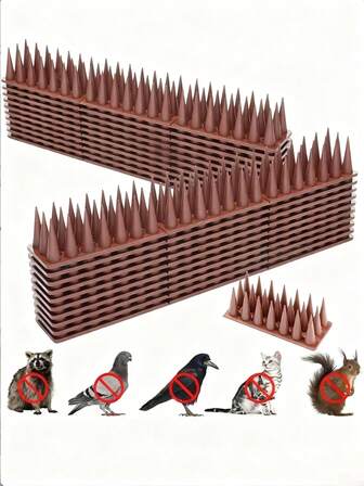 Bird Spikes For Outdoor Use - 1-Pack Brown Anti-Pest Spikes | Effective Deterrent For Pigeons, Squirrels, Raccoons, Cats