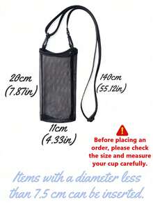 1 件运动水壶网袋，带肩带，可调节，便携式水杯架，通用保温瓶袋，适用于户外运动、露营、旅行
