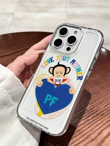 Paul Frank Officially Licensed Transparent Space Phone Case, Full Body Shockproof Camera Protection, Cartoon Monkey Colorful Letter Pattern, New Design Compatible With IPhone 13/14/15/16/17 Pro Max - Multicolor - View 3