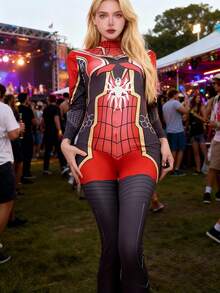 Mono de superheroína para mujer, adecuado para transmisión en vivo, escenario, fiesta, película, Día de San Valentín, Navidad - Multicolor - Ver 6