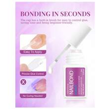 3pcs/2pcs Extra Strong Brush-On Nail Glue For Acrylic Nails, Nail Tips & Press-On Nails (8ml) With File For Glue-On Fake Nails, Fix Broken Nail Repair. Acrylic Nail Glue Nail Bond Nail Glue Gel.Spring Festival Nail Adhesive.Easter Nail Glue. - 紫色 - 查看 3