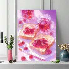 | 5D DIY钻石画套装 | 梦幻水晶透明覆盆子果酱面包美食新品刺绣花卉手工墙面艺术钻石画，适合成人，粉色圣诞手工画墙面装饰。DIY马赛克套装，放松钻石画，锻炼DIY技能和专注力，最佳DIY节日礼物。 - 黑色 - 查看 3