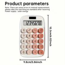 1pc Macaron Solar Dual Power 8-Digit Large Display Calculator + Retro Round Button Design, Supports Square Root/Percentage/Positive-Negative Switching, Suitable For Student Homework, Home Daily Use, Light Office Accounting, Store Cashier, Comfortable Key Feedback, No Battery Drain Or Calculation Lag, Stylish And Practical Dual-Powered, Easily Boost Daily Efficiency - Multicolor - View 2