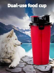 كوب طعام وماء للحيوانات الأليفة: مانع للتسرب، محمول، مناسب لجميع أعمار الكلاب - تصميم ثنائي الحجرة، موزع ماء للكلاب