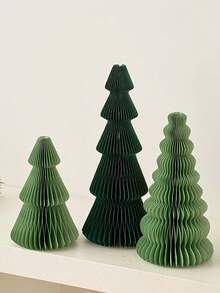 1pc 3D Folding Paper Christmas Tree Decoration, Mini Christmas Tree Desktop Decor, Suitable For Home, Office, Party, Holiday Dining Table, Holiday Tabletop Display, Christmas Home Decor, Wedding Dining Table Center Decor, Holiday Home And Kitchen Decor - Multicolor - View 5