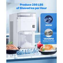 Commercial Ice Shaver Machine, 1.91QT /1.8L Large Electric Ice Cube Crusher Shaved Maker With 300W Premium Motor, Stainless Steel Blades, For Bar Mixing Seafood Preservation Home Party, White - White - View 2