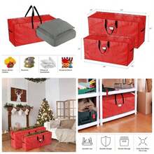 Bolsas de almacenamiento para rbol de Navidad, juego de 2 bolsas tejidas para rboles artificiales de hasta 16 pies, protege las decoraciones navideas de daos por rojo - Rojo con asas negras - Ver 1