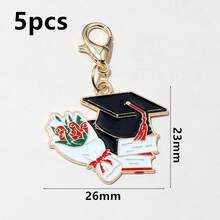 5 Buah Liontin Topi Wisuda Enamel dengan Pengait Lobster untuk Gantungan Kunci, Aksesoris Pembuatan Perhiasan DIY - Musim Kelulusan - View 17