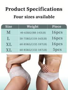 5/16 Stücke, Einweg-Unterwäsche, Schutzhose, praktisch und schnell, atmungsaktiv und bequem, 360° elastischer Bund, keine Einengung der Taille, starke Schweißaufnahme, auslaufsicher, geeignet für alle Körpertypen, geeignet für Reisen, Geschäftsreisen, Menstruation, Yoga und andere Situationen - Weiss - Übersicht 5