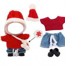 17cm Plush Snowman Doll Ornament With Knitted Outfit, Includes Hat, Crossbody Bag, And Shoes For Versatile Styling (Doll Not Included) - Multicolor - View 13