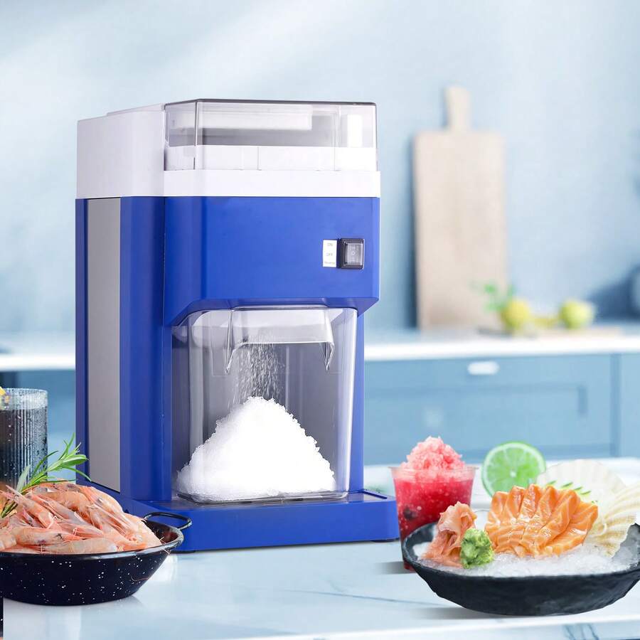 Commercial Ice Shaver Machine, 1.91QT /1.8L Large Electric Snow Cone Machine, Fine & Fluffy With 300W Motor, Stainless Steel Blades, Shaved Ice Maker For Dessert Shop Home Party Restaurant, Blue - Blue - View 1