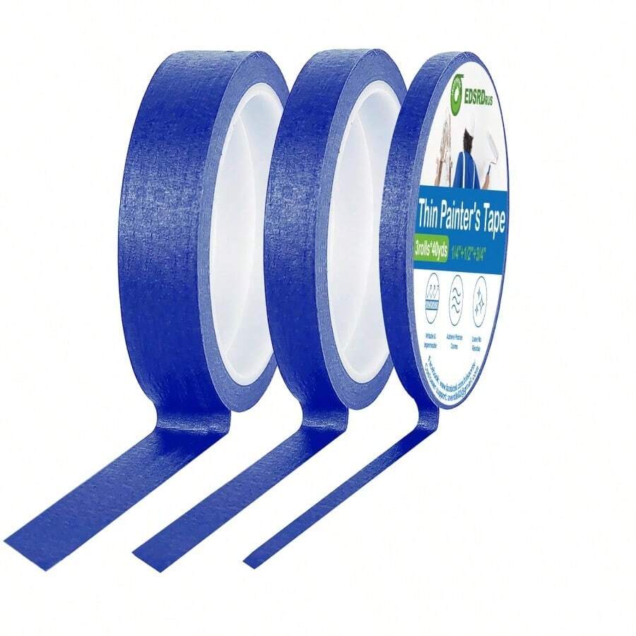 Thin Painters Tape 1/8 1/4 1/23/41 Inch Width 40 Yard Painter Tape Paint Tape Masking Tape For DIY Crafts And Art Paint Big Projects Blue 1/4+1/2+3/4 X 3 Rolls - Blue - View 1