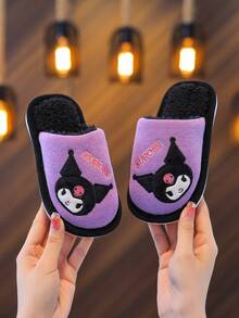 KUROMI New Autumn/Winter Children's Slippers, Hello Kitty Indoor Slippers For Girls, Fashionable Cartoon Cute Pattern, Comfortable And Warm Floor Slippers - Purple - View 10