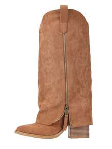 Women's Cowboy Boots Wide Calf Side Zipper Pointed Toe Pull On Boots Western Country Classic Embroidery Retro Flower Fashion Summer Country Concert Boots For Women - 駝色 - 查看 7