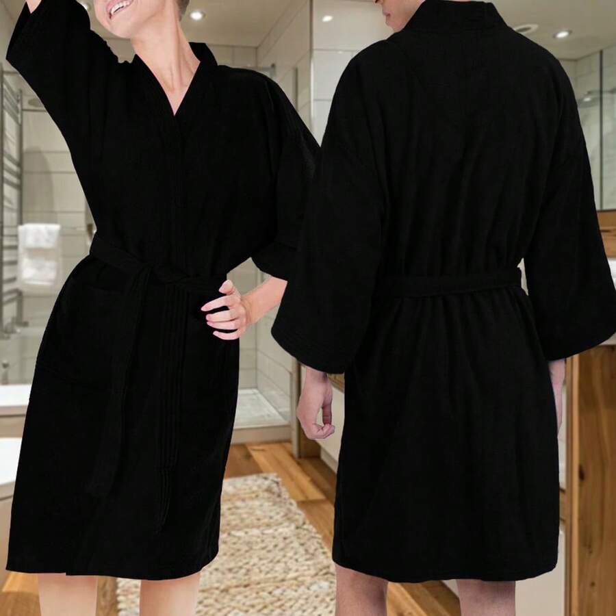 Bata de Baño Extra Suave, Unisex, Unitalla , 100% Algodón , Súper Absorbente. Con Bolsillos Laterales y Cinturón