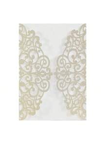 10 件/包闪光邀请卡套装（包括信封、空白珍珠纸插页和蝴蝶结）-激光切割优雅邀请卡适用于婚礼、派对、订婚、节日和其他活动返校情人节