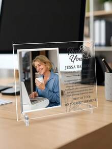 Customized Acrylic Award Plaque, Can Customize Photo And Text, Personalized Company Trophy - Employee Recognition Award, Business Achievement Award, Company Anniversary Gift, Retirement Thank You Frame, Personalized Retirement Party Gift, Colleague Retirement Gift, Employee Retirement Reward Gift - Multicolor - View 5