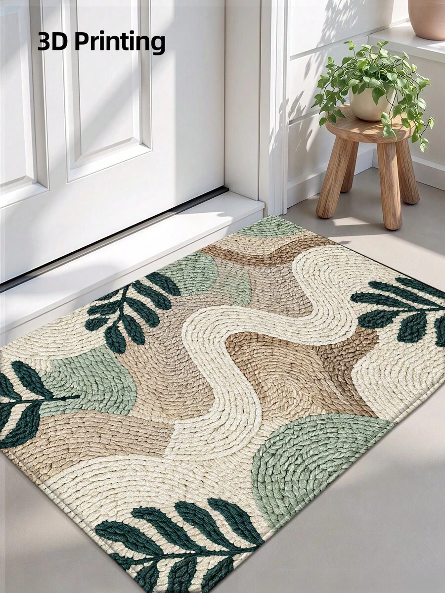 DAJIANG 1pc Woven Texture Door Mat Runner Area Rug, Multi-Color 3D Retro Print Pattern Cashmere Rug Carpet, Suitable For Bathroom, Kitchen, Entryway, Hallway, Bedside, Living Room, Bedroom, Washable, Anti-Slip Backing, Suitable For Christmas, Thanksgiving, Valentine's Day, Christmas Decoration, Christmas Decor, Decorative Rugs, Bathroom Accessories, Room Decor Set - Multicolor - View 1