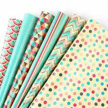 Multicolor Soft Color Gift Wrapping Paper Roll - Turquoise, Pink, Mustard Yellow, Beige With Gold Marble Texture, Accented With Polka Dots And Zigzag Stripes - Suitable For Birthday, Christmas, Valentine's Day Packaging (High-Quality Paper), Christmas Wrapping Paper, Scrapbooking, Sewing Fabric, Gift Wrapping Paper, Scrapbooking Paper - Mixed 6 Wrapping Papers - View 1