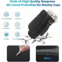 XZGB For  Iceflow Flip Straw Tumbler 30 Oz Water Bottle Cup Holder Cover Carrier Sling Bag With Strap Pouch Pocket For Phone/ Accessories Add Handle For  Flip Straw Neoprene Black - 黑色 - 查看 4