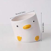 1 pieza, Maceta de porcelana con diseño de animal de cabeza inclinada y estilo elegante, de arcilla cocida al horno y transpirable, para decoración de balcón con orquídeas y suculentas, maceta pequeña para el crecimiento de plantas - Multicolor - Ver 7