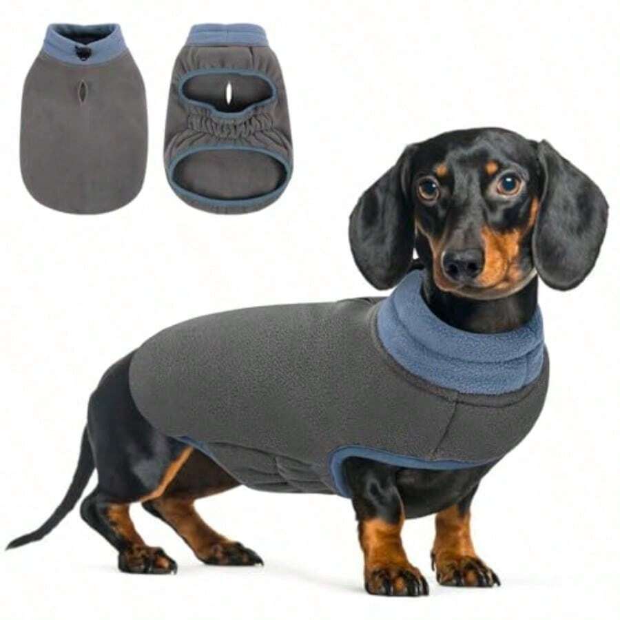 YQueenmore Chaleco Polar Suave con elastico Abrigo calido de Invierno para Perros Ideal para climas frios. Sueter para Perros Salchicha pequeños Gatos machos o Hembras Gris S . - como en la foto - Ver 1