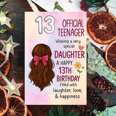 1 adet Resmi Genç 13. Doğum Günü Dilekleri Fiyonklu Saç Tasarımı Kartı Tebrik Kartı Zarflı Kalp ve Çiçek Sanat Eseriyle Önemli Bir Olayı Kutlamak İçin Mükemmel, Sevgililer Günü'nde Arkadaşlar, Meslektaşlar ve Çiftler İçin Harika