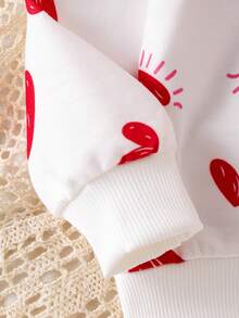 2pcs Baby Girls Cute Minimalist Heart Hoodie Top And Leggings Set, Spring/Autumn